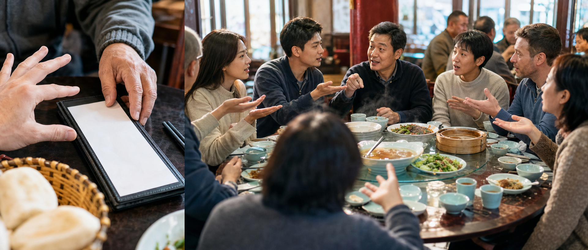 A dinner table where small talk turns into a social negotiation