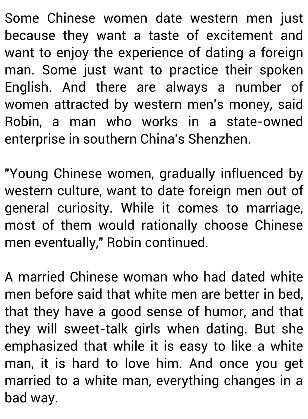Why Do Chinese Women Date Western Men?